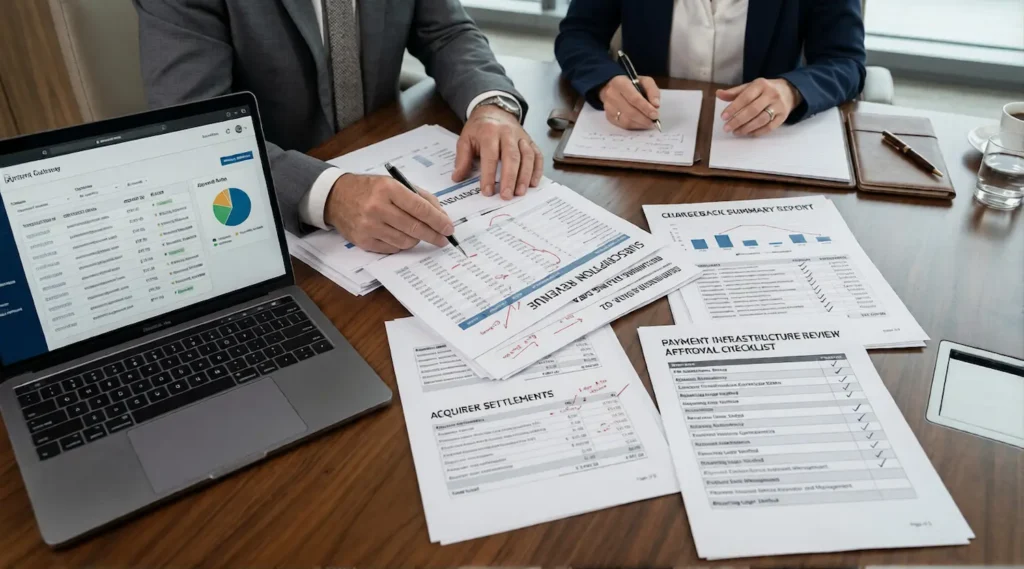 Settlement review for a payment gateway for crypto exchanges with cross-border payment reports and operational documents