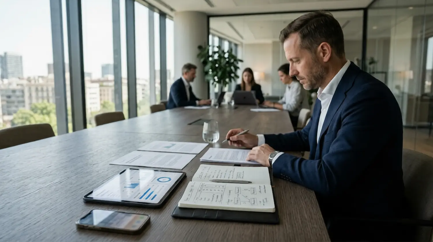 Professional business meeting scene representing how a high-risk business evaluates a crypto friendly payment processor
