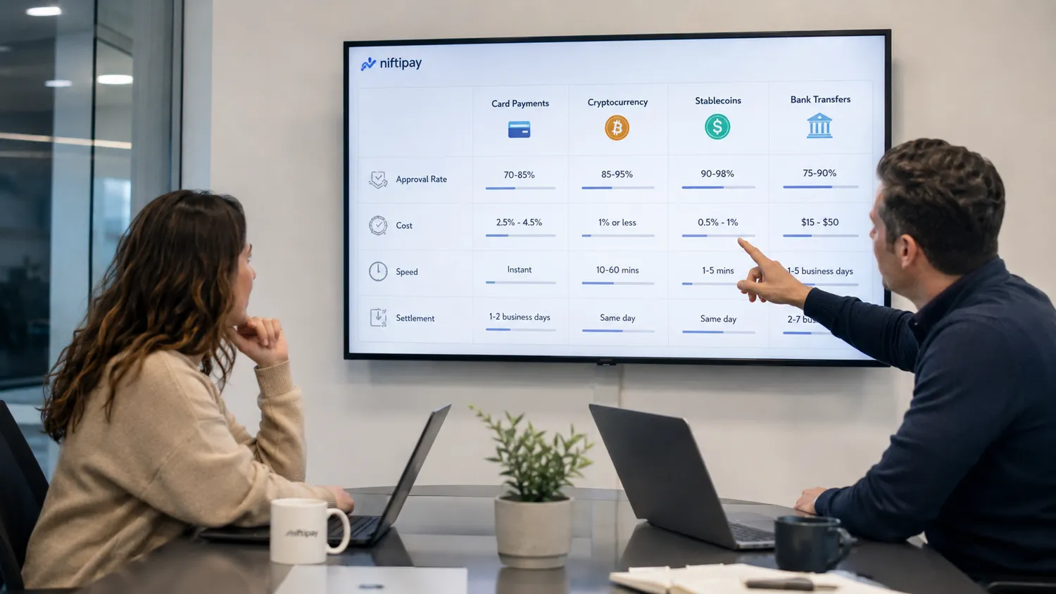 High-risk payment methods comparison: cards, crypto and stablecoin alternative payment methods on a single dashboard