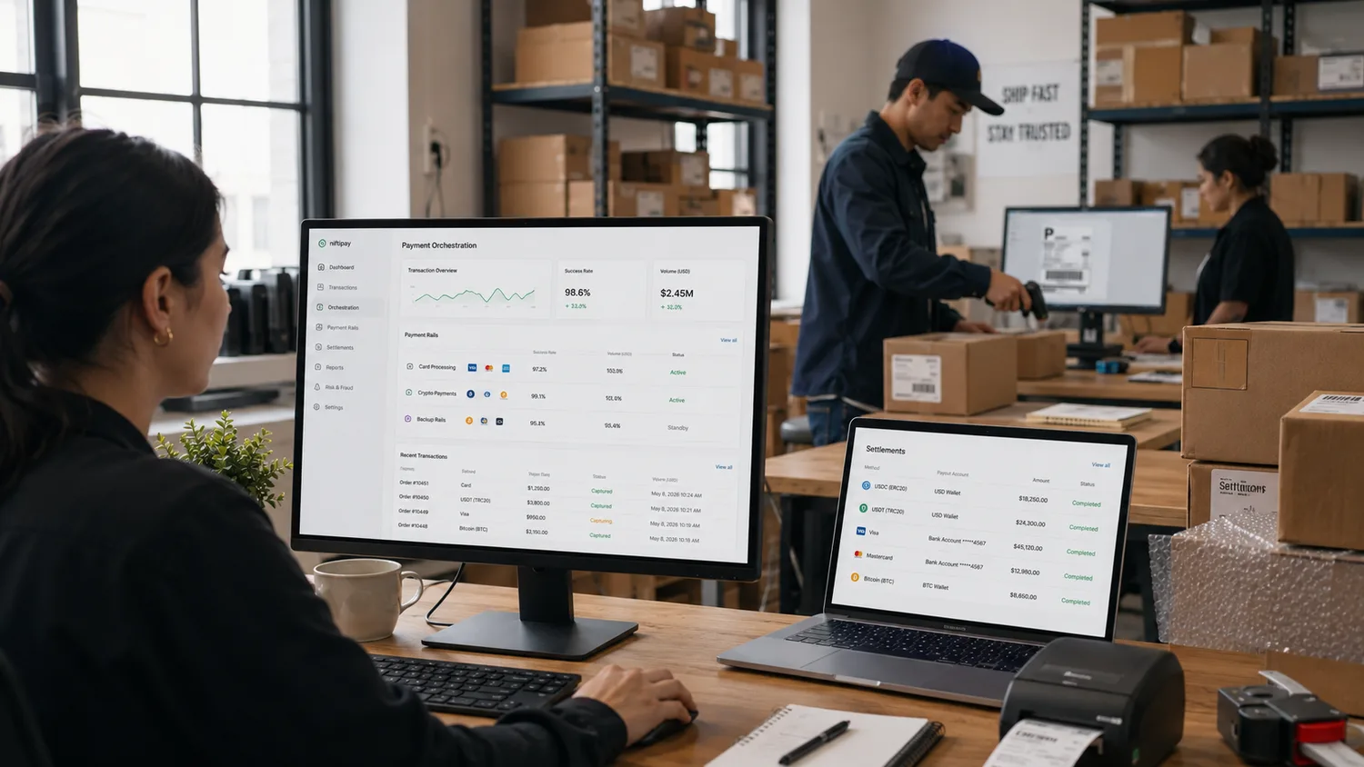 Multi-rail payment processing dashboard for high-risk merchants