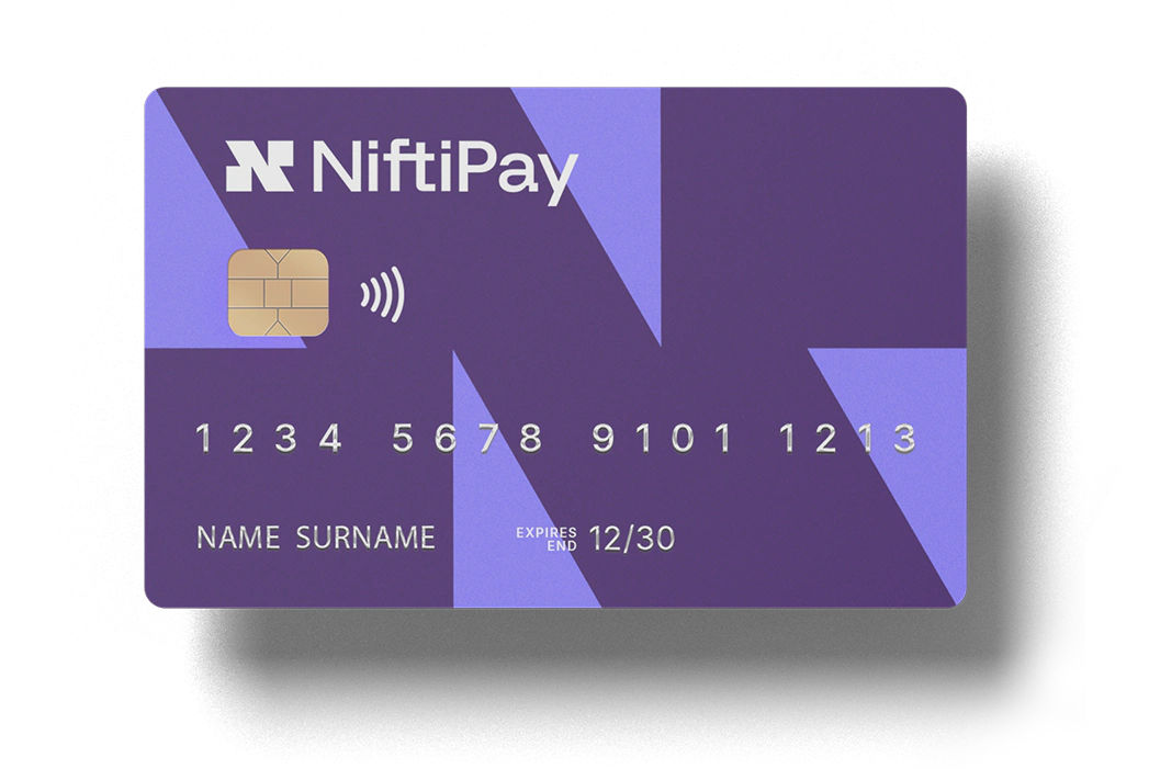 Niftipay virtual crypto card funded with USDT